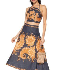 Farm Rio NWT SET Leopard Paisley Top + Midi Skirt